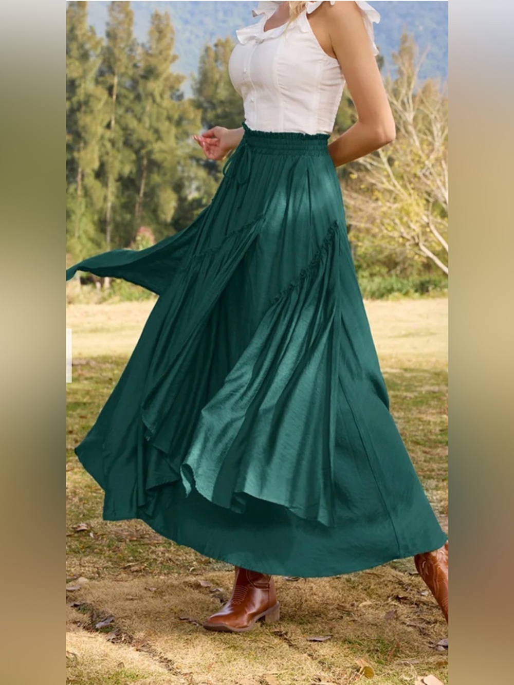 Overlay Drawstring Waist Irregular Hem Renaissance Skirt